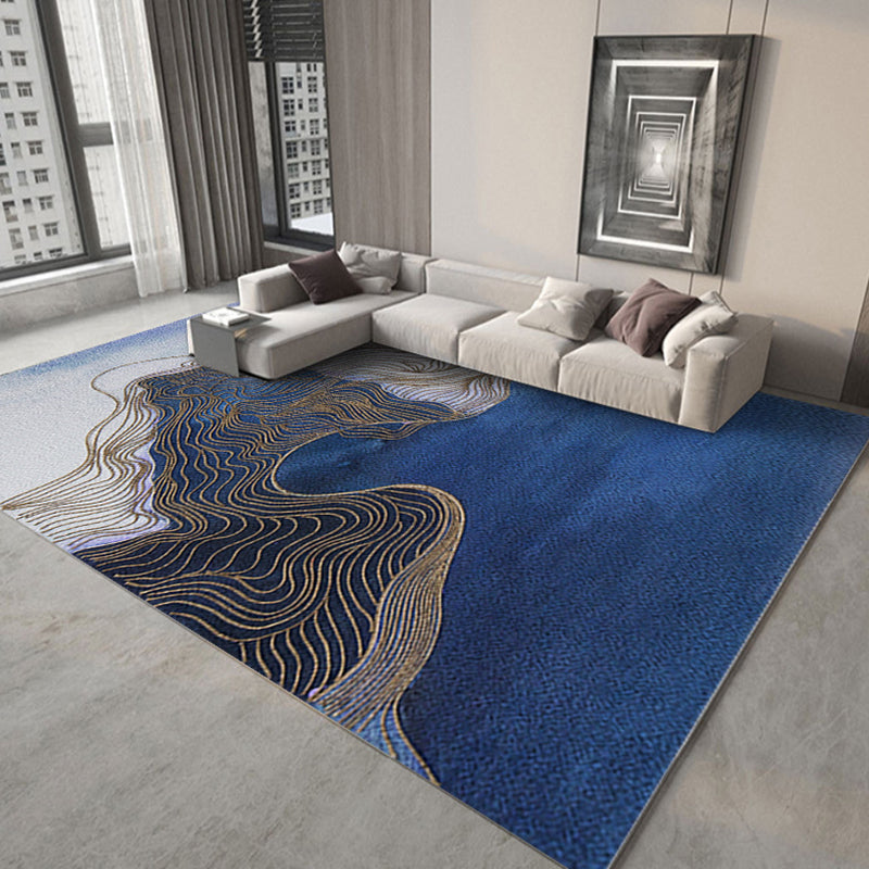 Abstract Living Room Rug Industrial Style Carpet Polyester Washable Area Rug