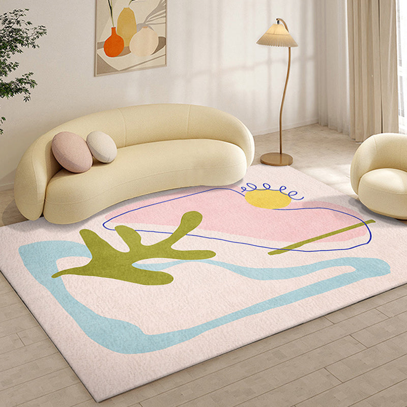 Colorful Color Block Soft Rug Abstract Style Loom Rug for Bedroom