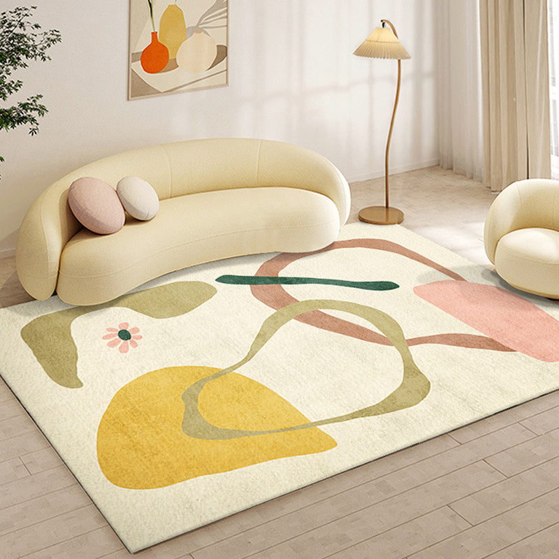 Colorful Color Block Soft Rug Abstract Style Loom Rug for Bedroom