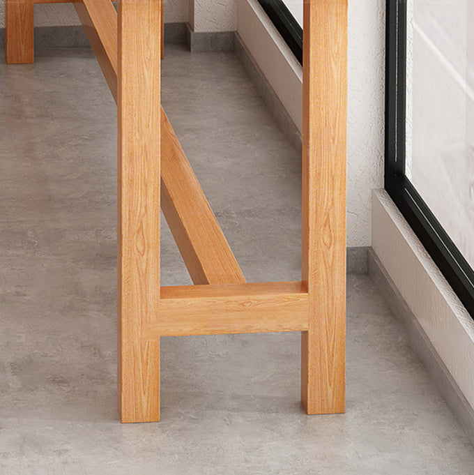 Modern Beige Wood Bar Dining Table Rectangle Indoor Bistro Table with Footrest