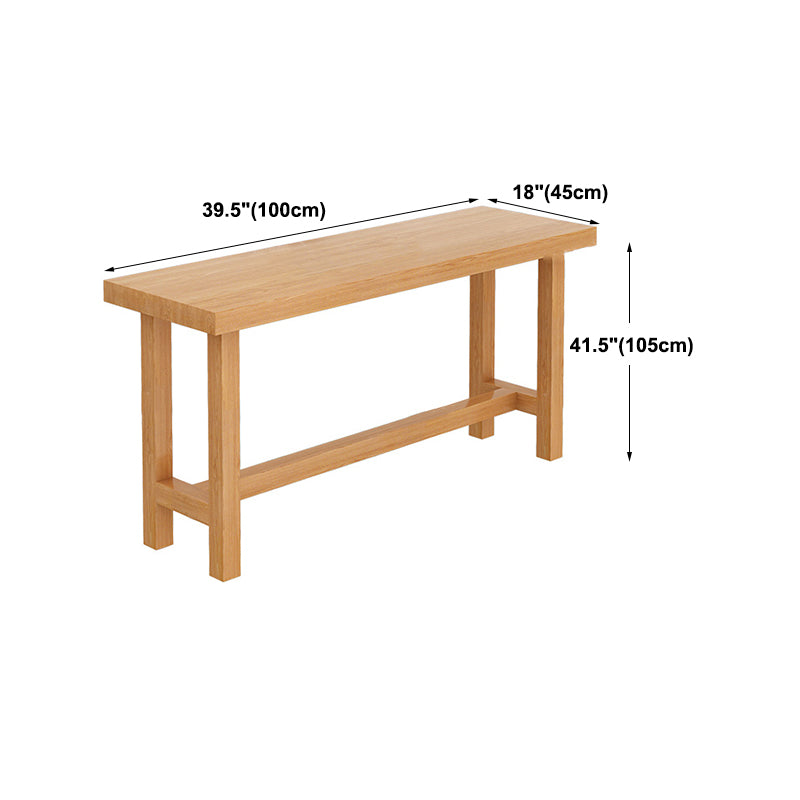 Modern Beige Wood Bar Dining Table Rectangle Indoor Bistro Table with Footrest
