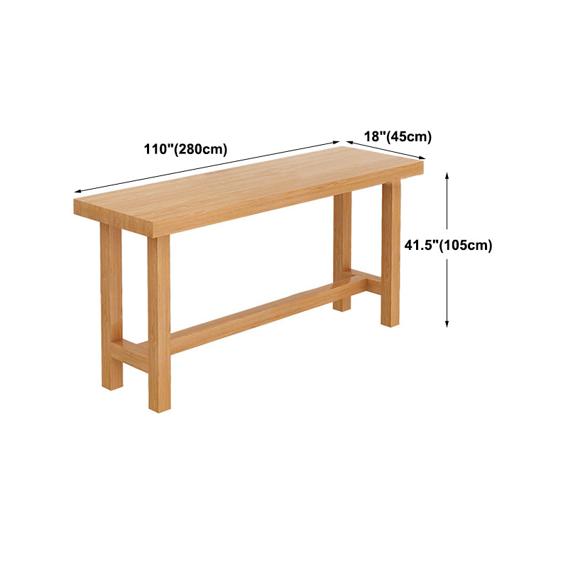 Modern Beige Wood Bar Dining Table Rectangle Indoor Bistro Table with Footrest