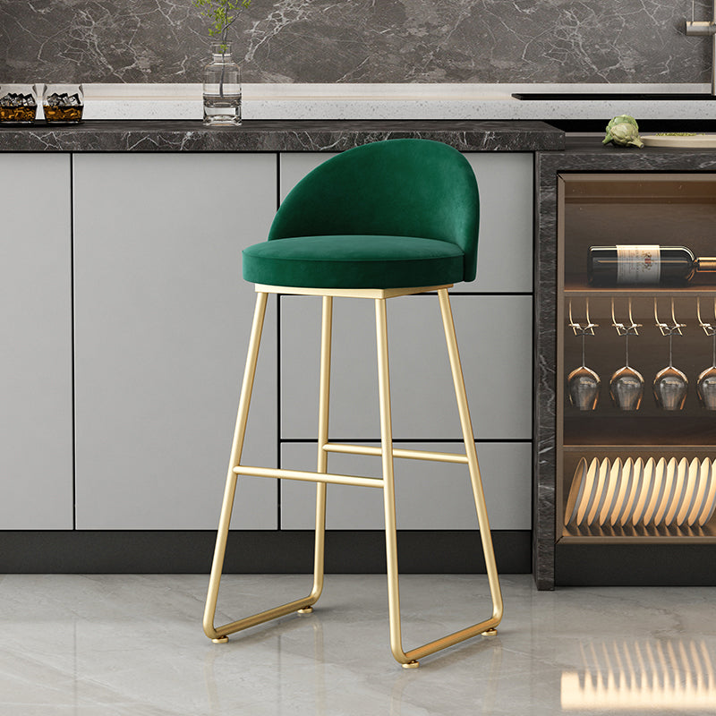 Glam Dessert Shop Footrest Stool Matte Finish Velvet Bar Stool