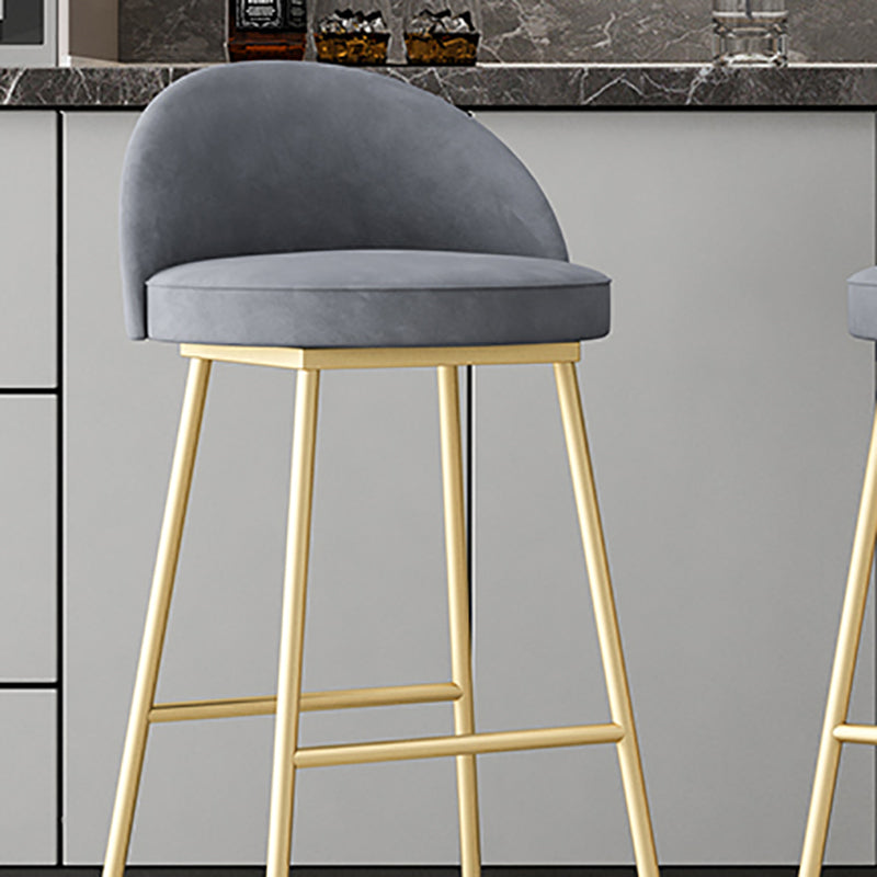 Glam Dessert Shop Footrest Stool Matte Finish Velvet Bar Stool