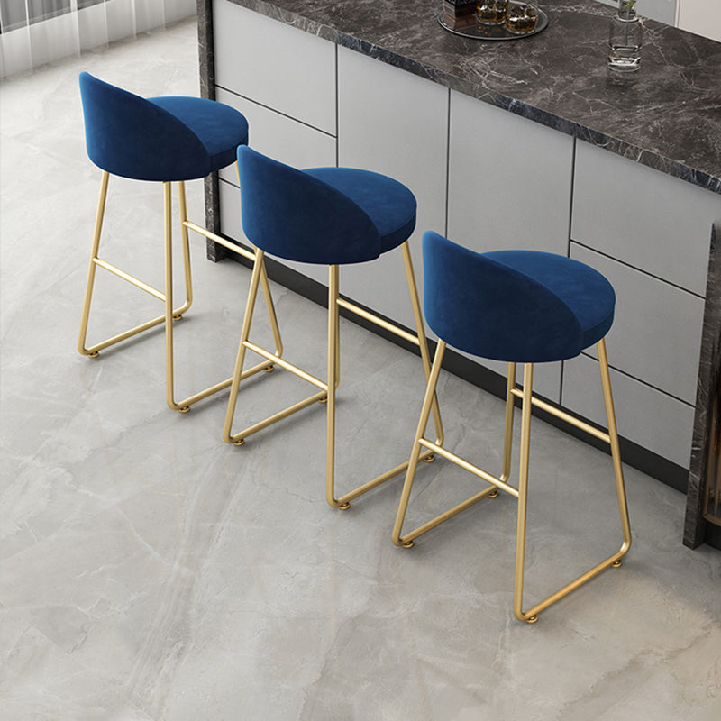Glam Dessert Shop Footrest Stool Matte Finish Velvet Bar Stool