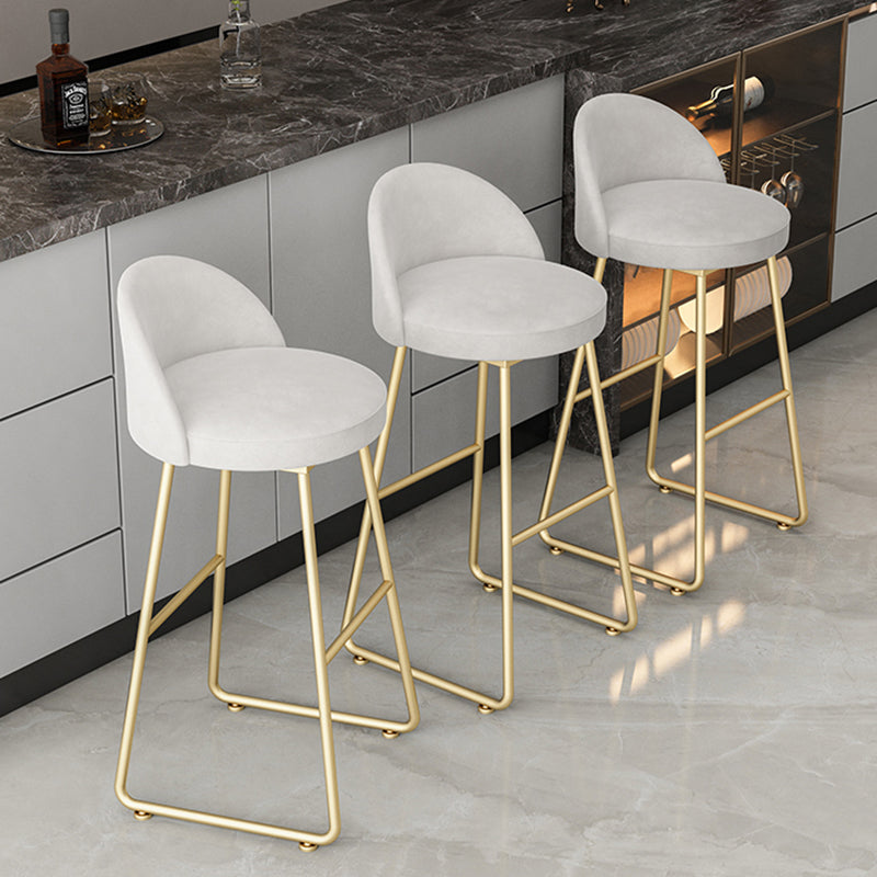 Glam Dessert Shop Footrest Stool Matte Finish Velvet Bar Stool
