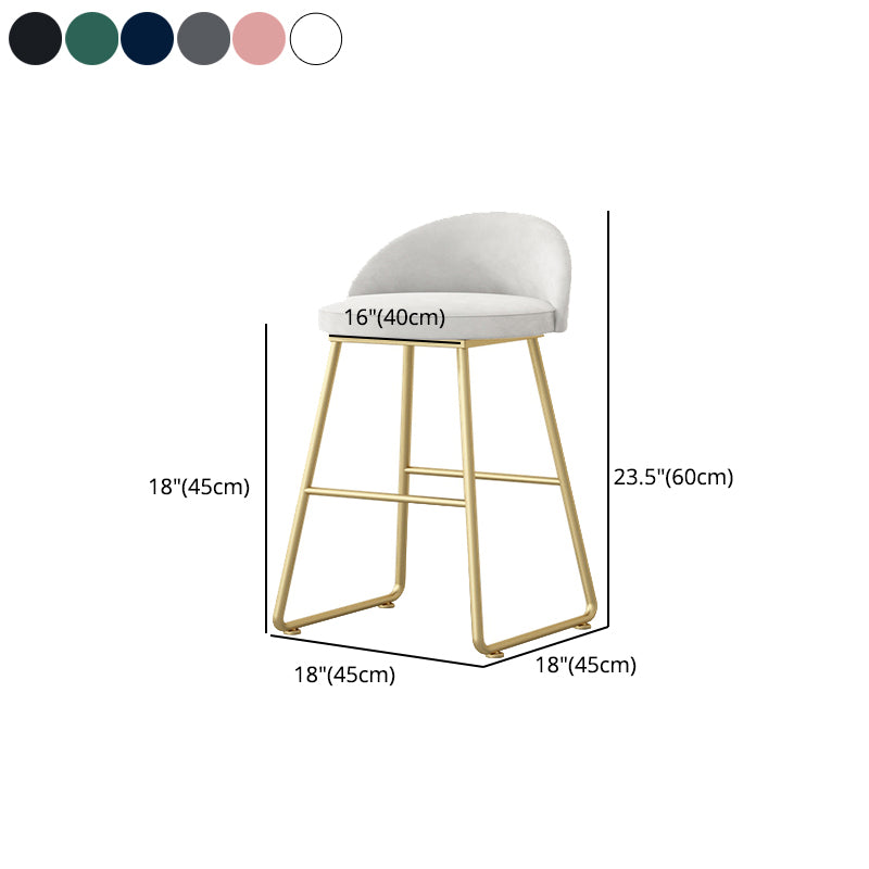Glam Dessert Shop Footrest Stool Matte Finish Velvet Bar Stool