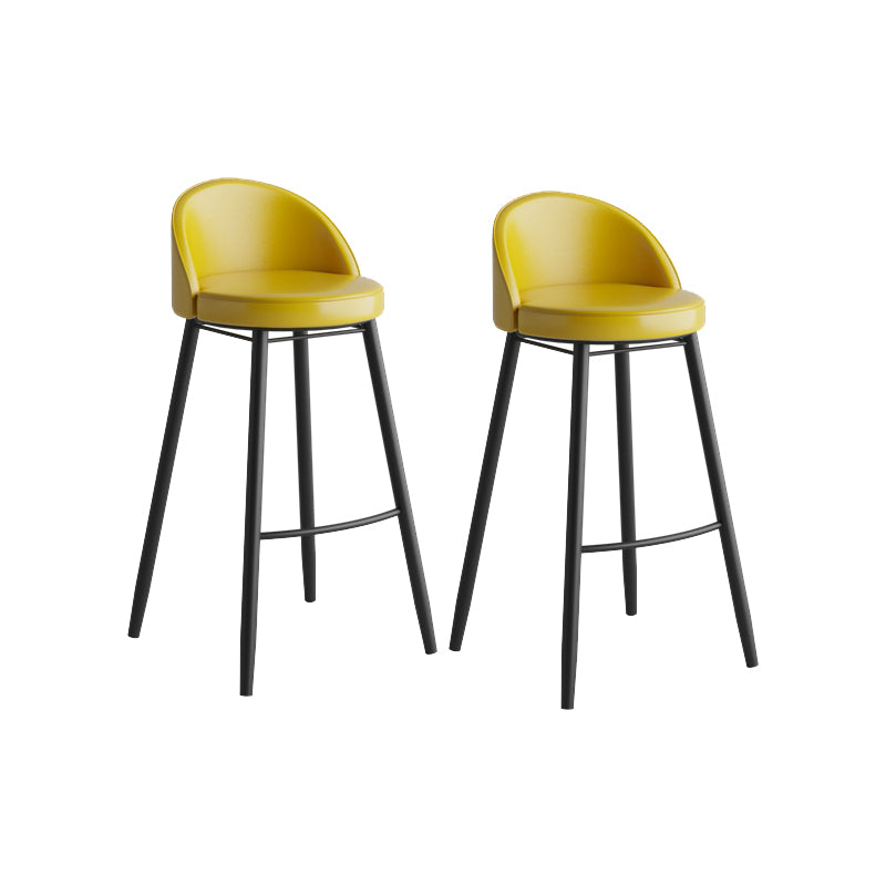 Modern Milk Tea Shop Low Back Stool Matte Finish Leather Barstool