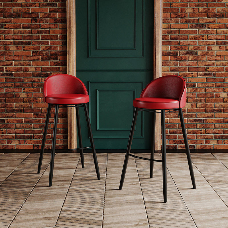 Modern Milk Tea Shop Low Back Stool Matte Finish Leather Barstool