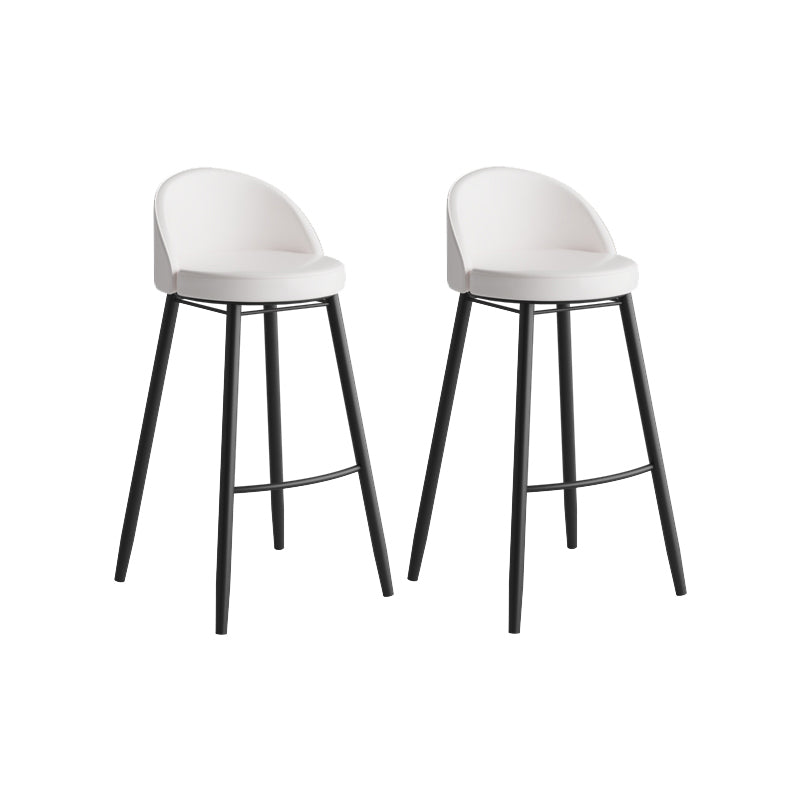Modern Milk Tea Shop Low Back Stool Matte Finish Leather Barstool