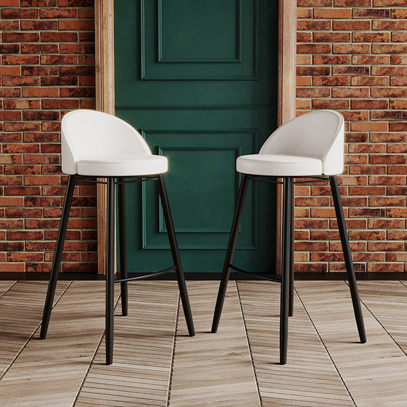 Modern Milk Tea Shop Low Back Stool Matte Finish Leather Barstool