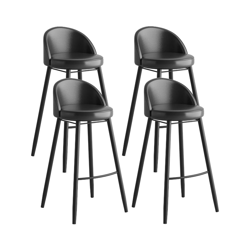 Modern Milk Tea Shop Low Back Stool Matte Finish Leather Barstool