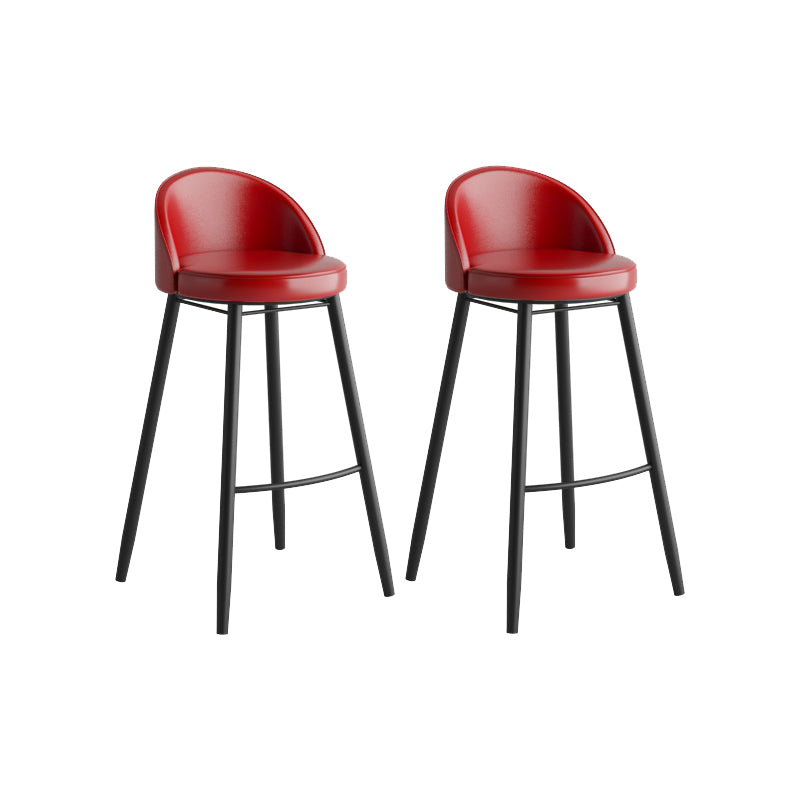 Modern Milk Tea Shop Low Back Stool Matte Finish Leather Barstool