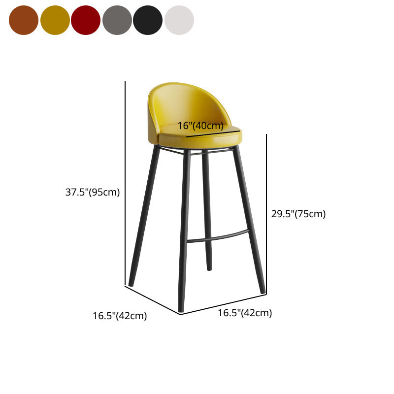 Modern Milk Tea Shop Low Back Stool Matte Finish Leather Barstool