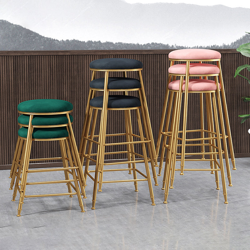 Restaurant Stackable Backless Stool Matte Finish Velvet Bar Stool