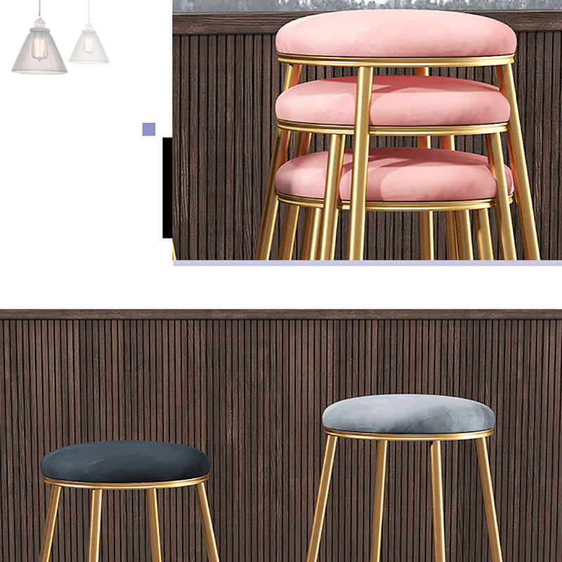 Restaurant Stackable Backless Stool Matte Finish Velvet Bar Stool