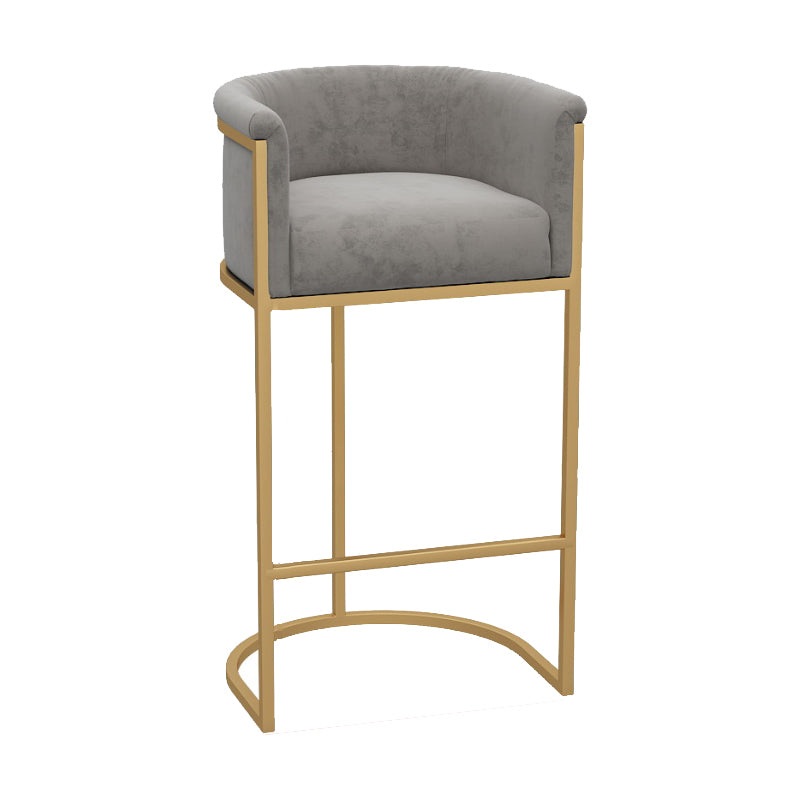 Milk Tea Shop Armed Stool Glam Matte Finish Velvet Bar Stool