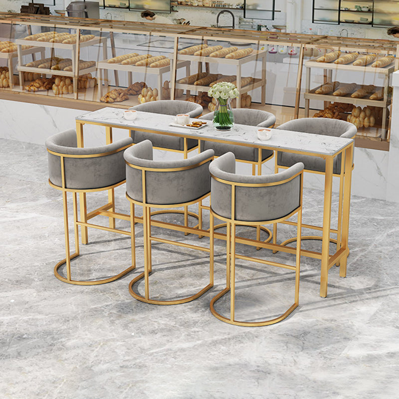 Milk Tea Shop Armed Stool Glam Matte Finish Velvet Bar Stool