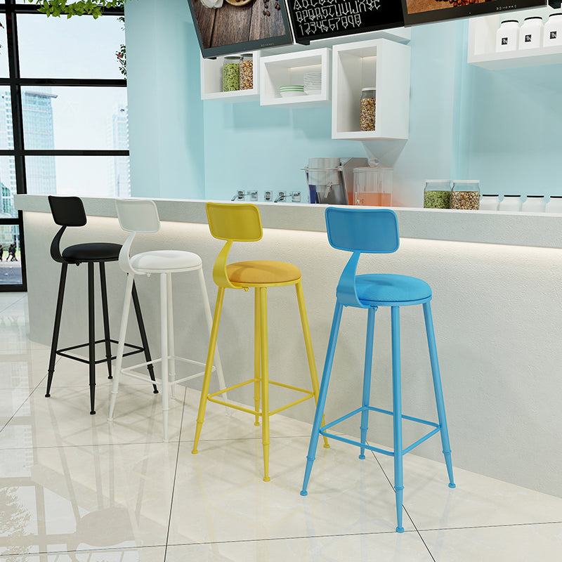 Matte Finish Iron Bar Stool Industrial Low Back Milk Tea Shop Stool