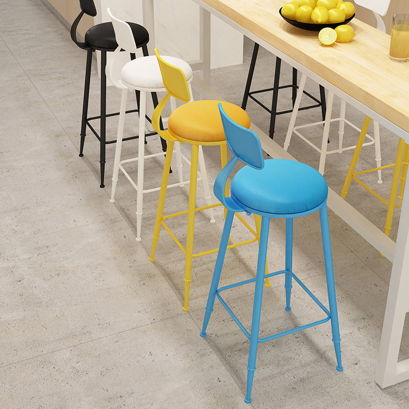 Matte Finish Iron Bar Stool Industrial Low Back Milk Tea Shop Stool