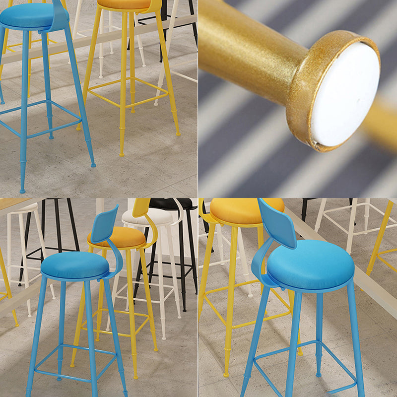 Matte Finish Iron Bar Stool Industrial Low Back Milk Tea Shop Stool