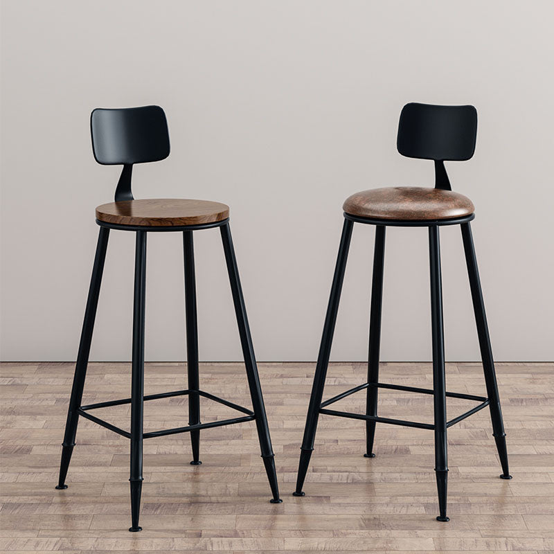 Industrial Low Back Coffee Shop Stool Matte Finish Iron Bar Stool
