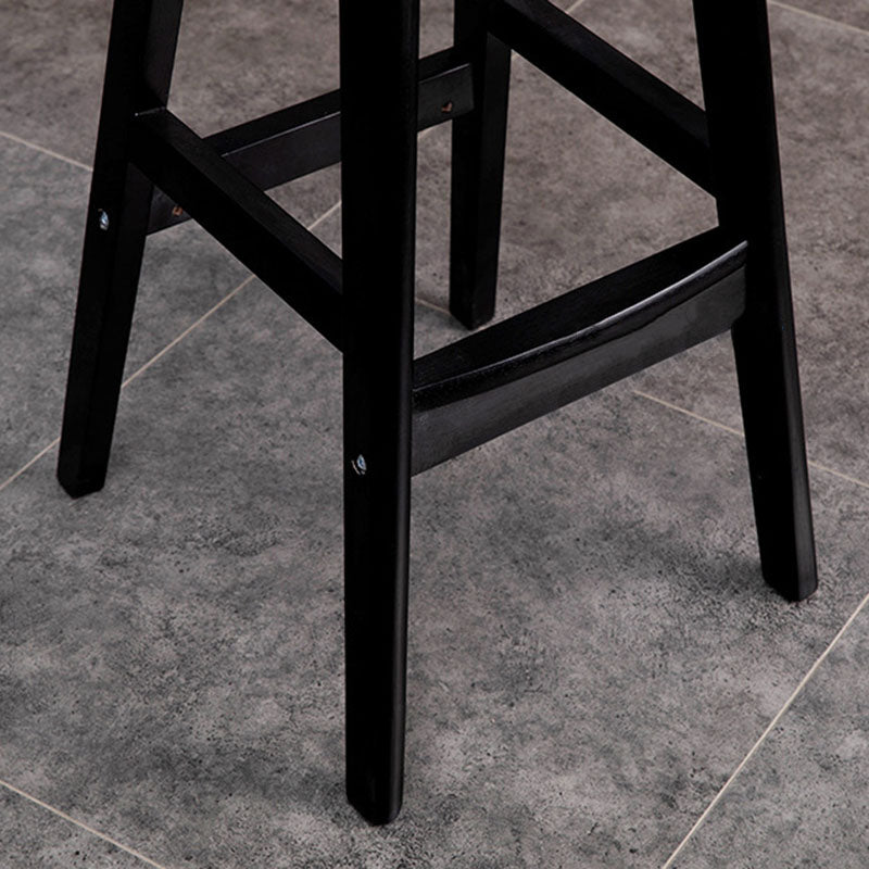 Scandinavian Rubberwood Home Stool Matte Finish Leather Barstool