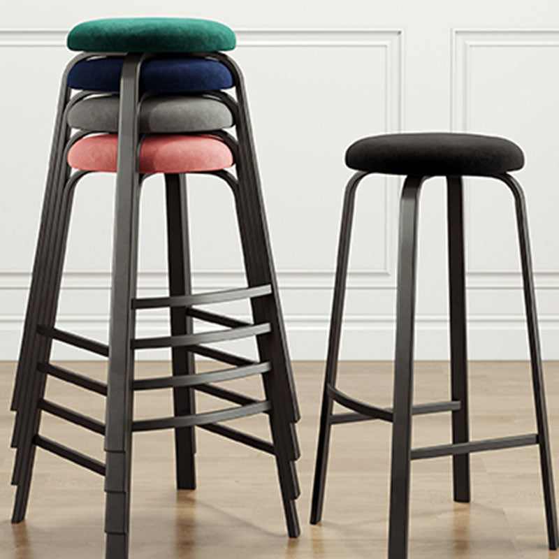 Modern Stackable Footrest Barstool Matte Finish Upholstered Home Stool