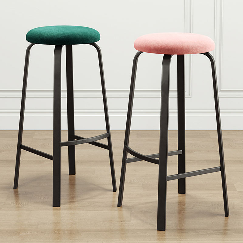 Modern Stackable Footrest Barstool Matte Finish Upholstered Home Stool