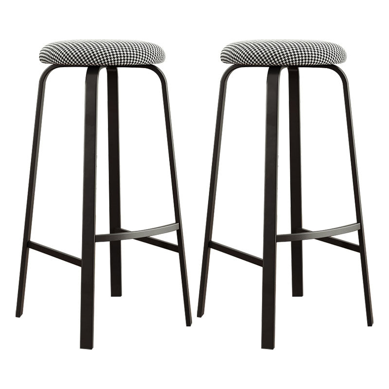 Modern Stackable Footrest Barstool Matte Finish Upholstered Home Stool