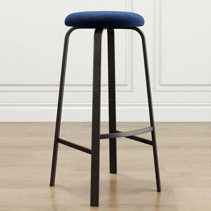 Modern Stackable Footrest Barstool Matte Finish Upholstered Home Stool