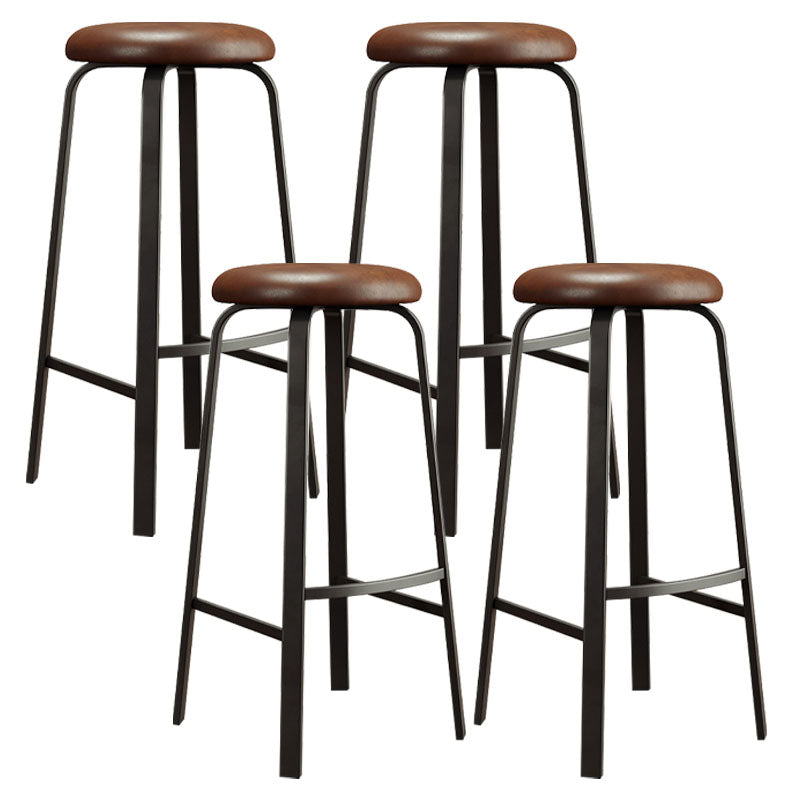 Modern Stackable Footrest Barstool Matte Finish Upholstered Home Stool