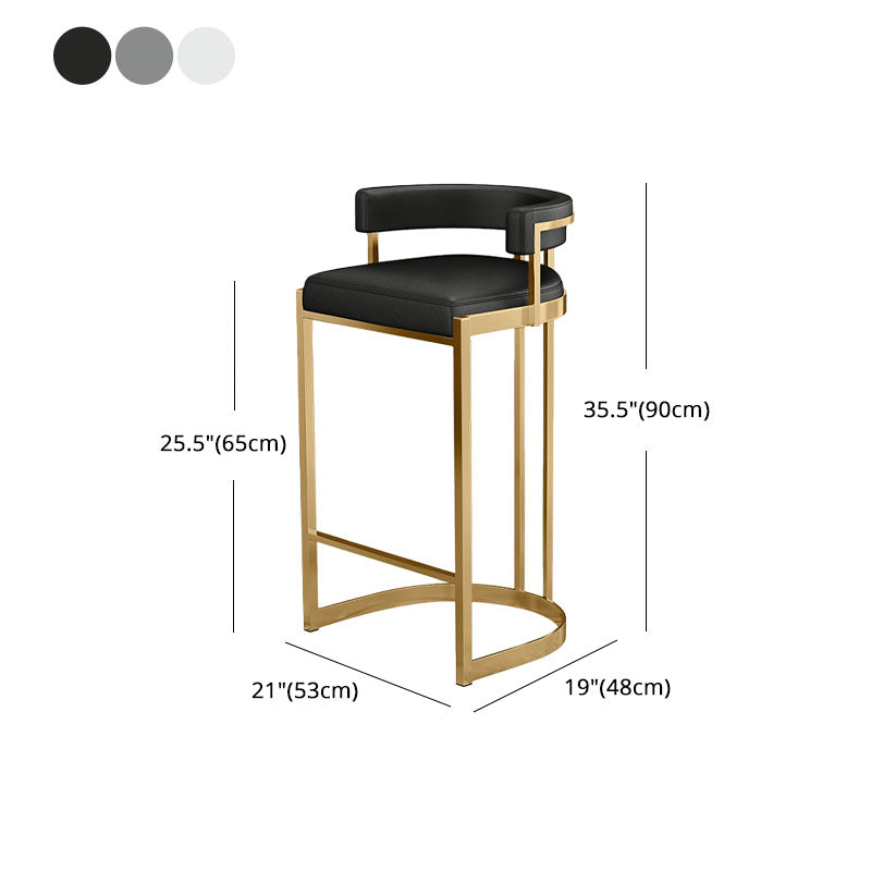 Glam Jewelry Shop Footrest Stool Matte Finish PU Leather Barstool