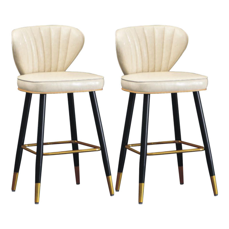 Contemporary Matte Finish Leather Barstool Footrest Reception Stool