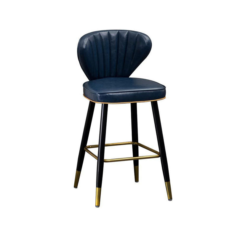 Contemporary Matte Finish Leather Barstool Footrest Reception Stool