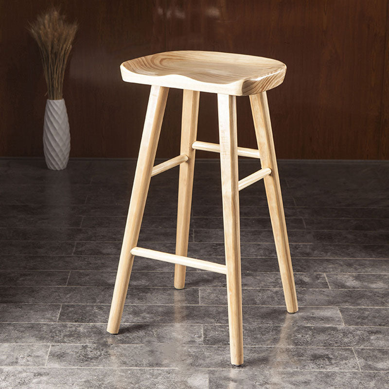 Modern Armless Backless Counter Stool Wood Milk Tea Shop Bar Stool with Seat
