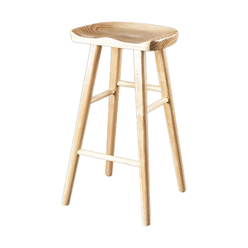 Modern Armless Backless Counter Stool Wood Milk Tea Shop Bar Stool with Seat