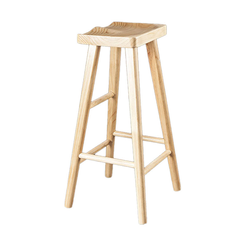 Modern Armless Backless Counter Stool Wood Milk Tea Shop Bar Stool with Seat