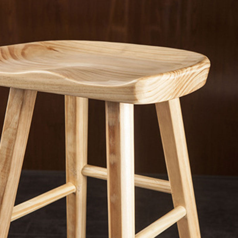 Modern Armless Backless Counter Stool Wood Milk Tea Shop Bar Stool with Seat