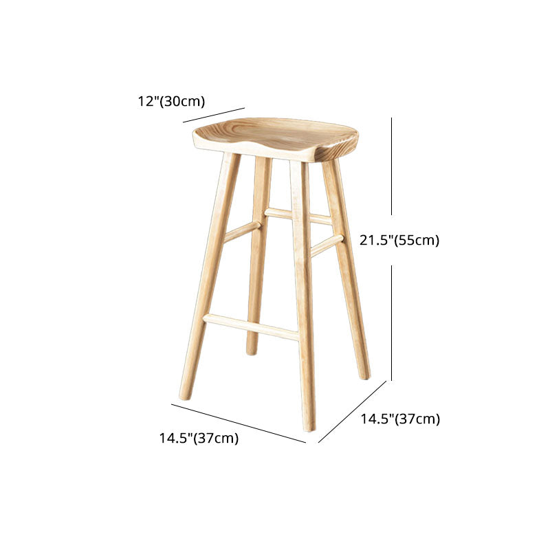 Modern Armless Backless Counter Stool Wood Milk Tea Shop Bar Stool with Seat