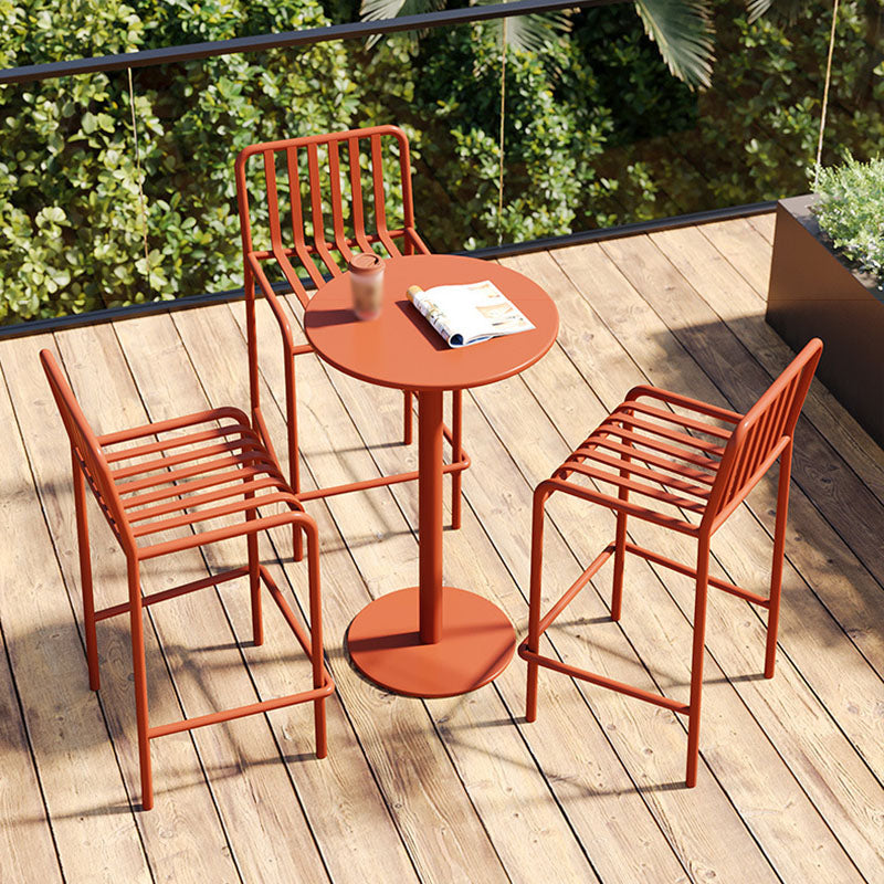 Modern Armless Backrest Counter Stool Iron Cafe Bar Stool with Seat and Pedal