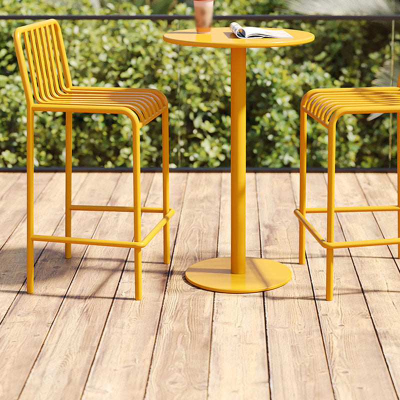 Modern Armless Backrest Counter Stool Iron Cafe Bar Stool with Seat and Pedal