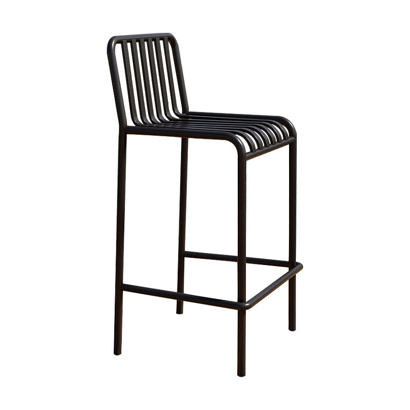 Modern Armless Backrest Counter Stool Iron Cafe Bar Stool with Seat and Pedal