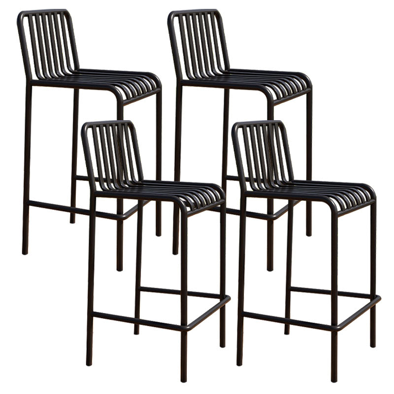 Modern Armless Backrest Counter Stool Iron Cafe Bar Stool with Seat and Pedal