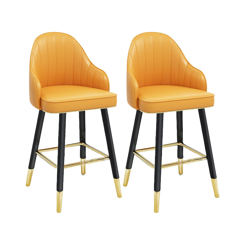 Scandinavian Armed Swivel Barstool Matte Finish Leather Stool