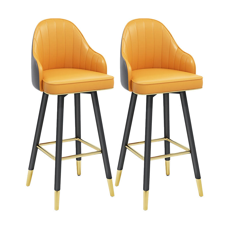 Scandinavian Armed Swivel Barstool Matte Finish Leather Stool