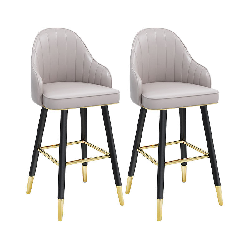 Scandinavian Armed Swivel Barstool Matte Finish Leather Stool