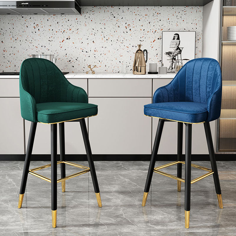 Scandinavian Armed Swivel Barstool Matte Finish Leather Stool