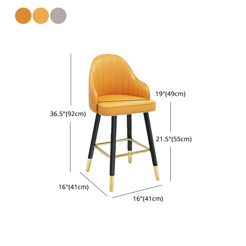 Scandinavian Armed Swivel Barstool Matte Finish Leather Stool