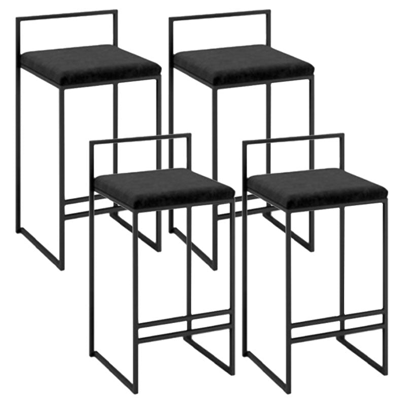 Modern Backrest Counter Stool Iron Milk Tea Shop Bar Stool with Velvet Cushion and Pedal